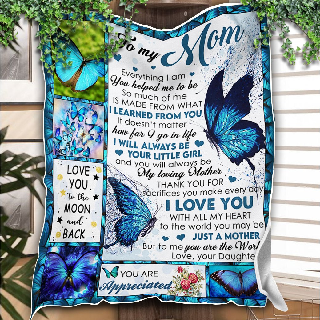 Custom Blanket Butterflies To My Mom Blanket - Gift For Mom - Fleece Blanket-A Loves Gift