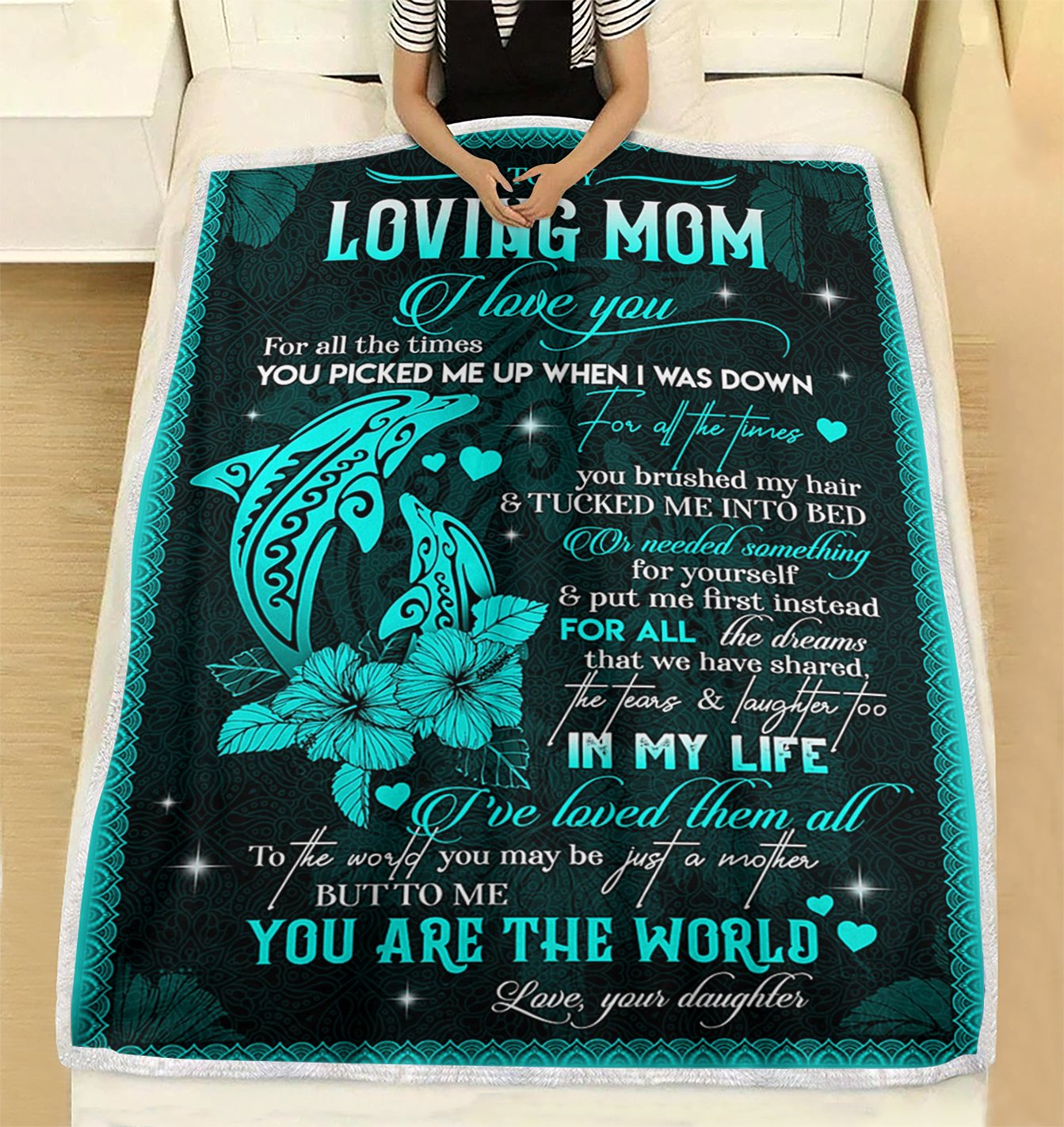 Custom Blanket Dolphin To My Mom Blanket - Gift For Mom- Fleece Blanket-A Loves Gift
