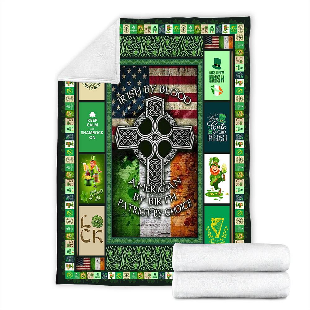 St. Patrick's Day Custom Blanket Irish By Blood American Blanket - Fleece Blanket-A Loves Gift