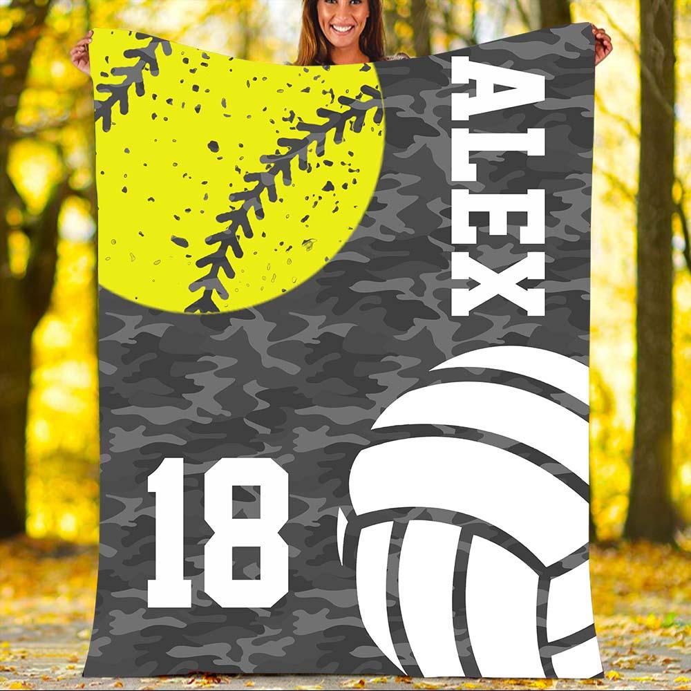 Custom Blankets Softball Volleyball Personalized Blanket - Perfect Gift For Son - Fleece Blanket-A Loves Gift