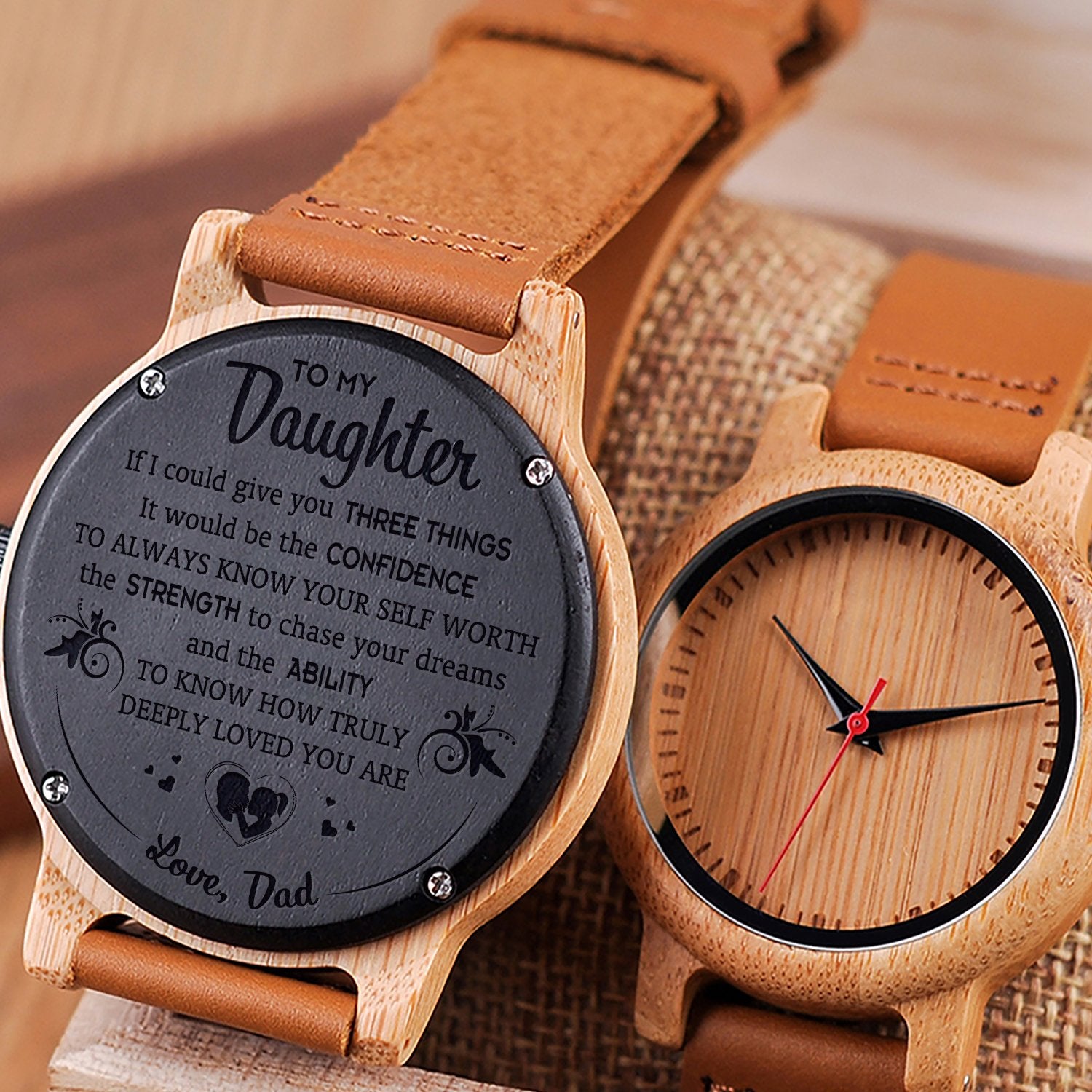 DAUGHTER DAD - THREE THINGS - WOOD WATCH 