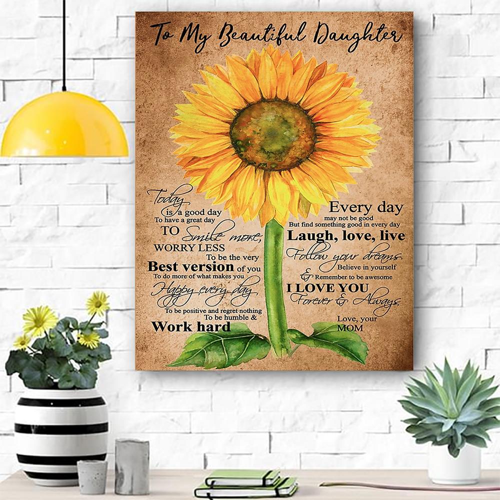 Sunflower To My Beautiful Daughter Canvas Prints Wall Art - Matte Canvas-A Loves Gift