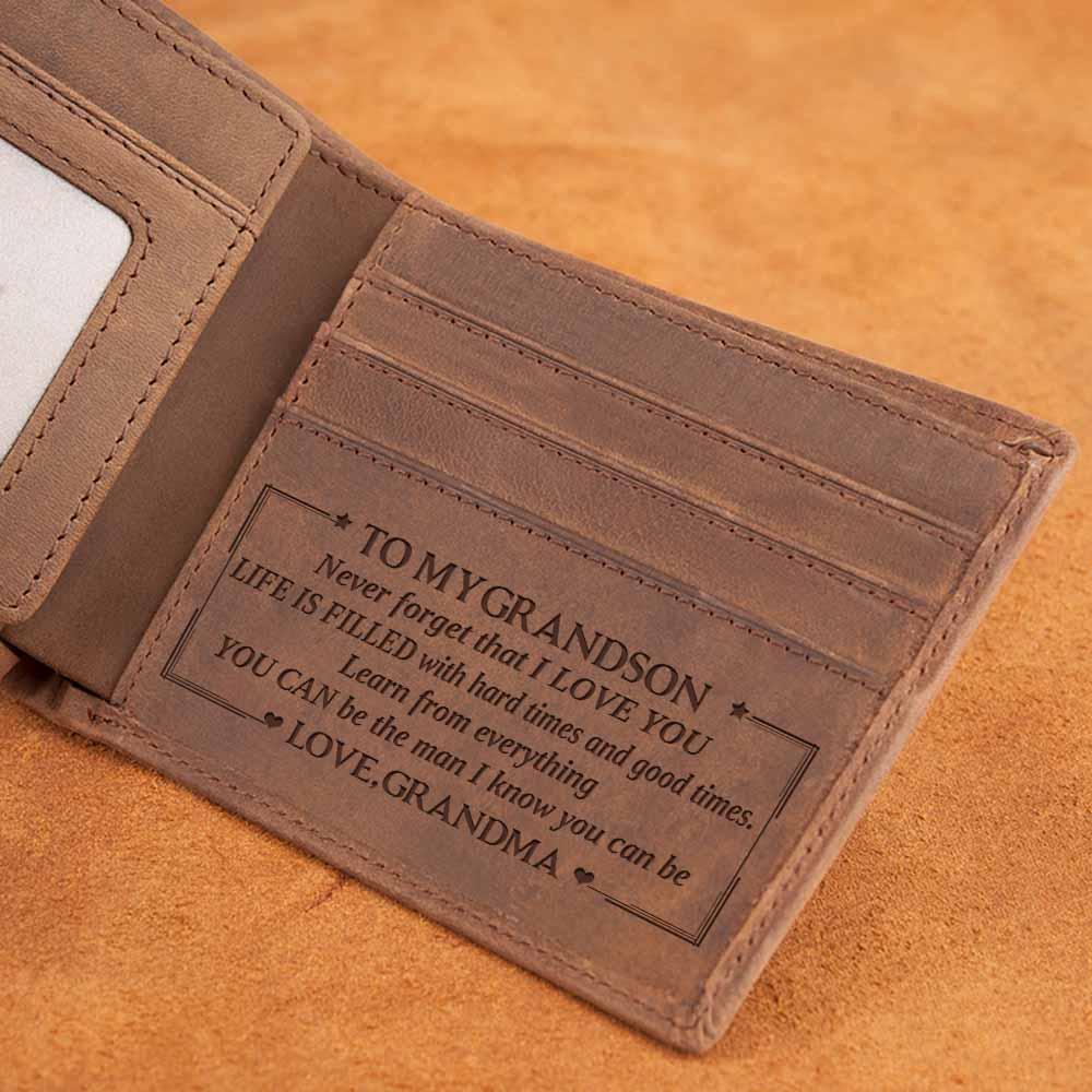 LEATHER WALLET TO MY GRANDSON-A Loves Gift