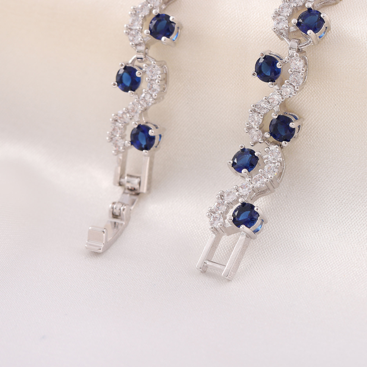 Hainon Women Bracelet Chain With Blue CZ Stone Crystal