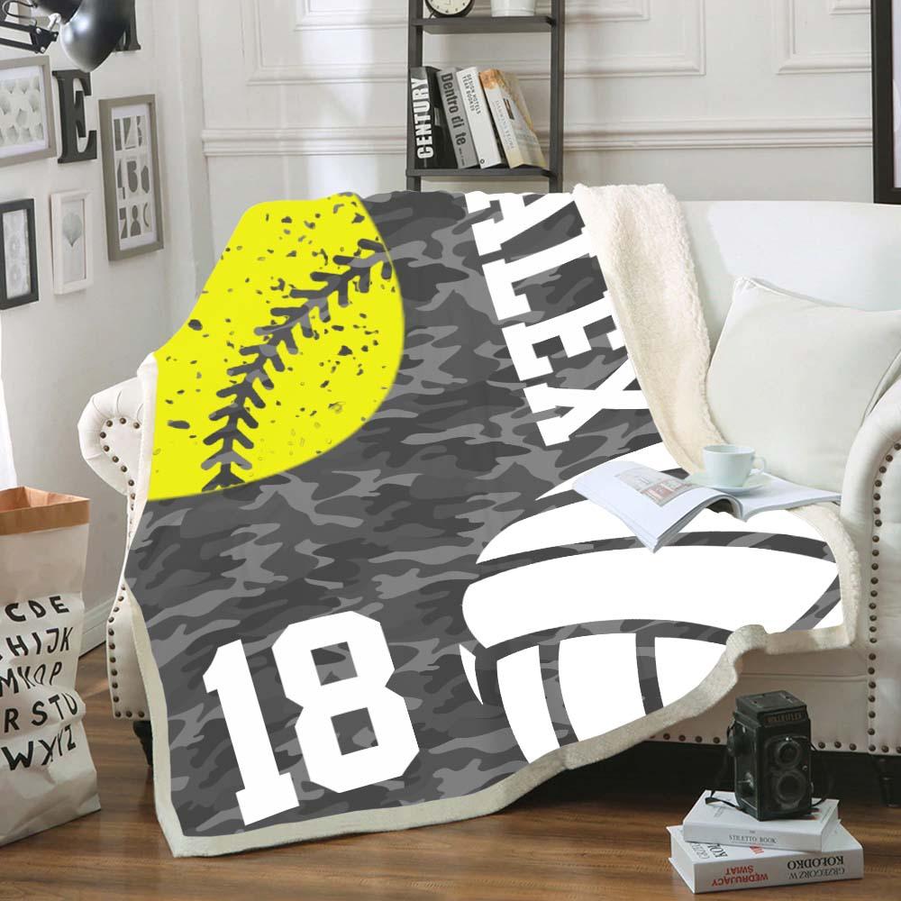 Custom Blankets Softball Volleyball Personalized Blanket - Perfect Gift For Son - Fleece Blanket-A Loves Gift