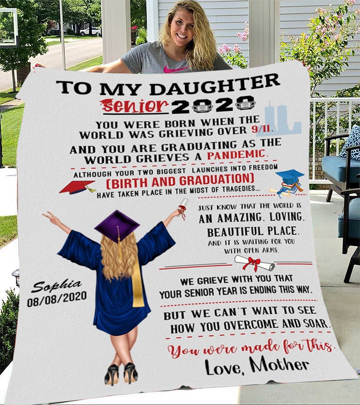 Custom Blanket To My Daughter Personalized Graduation Blanket - Fleece Blanket-A Loves Gift