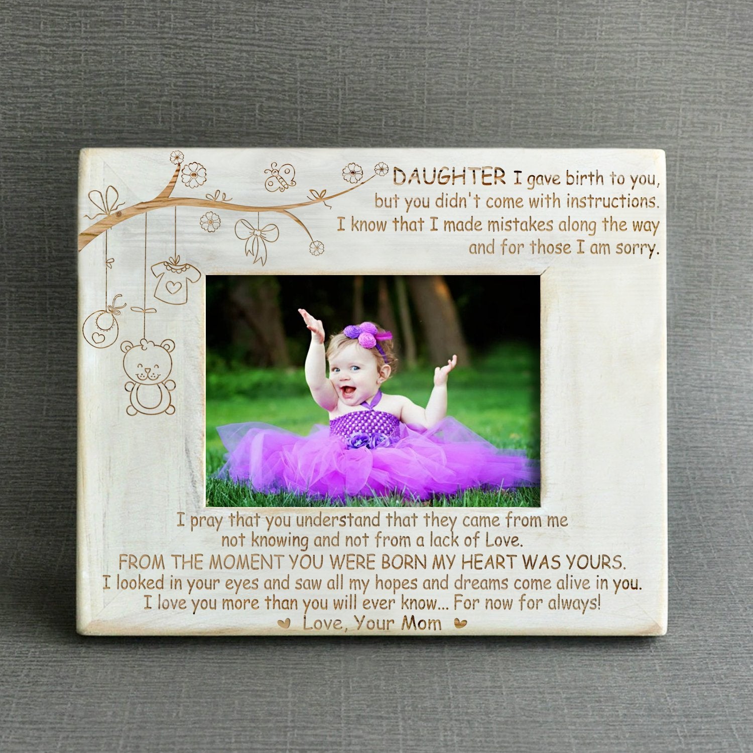 DAUGHTER MOM - FOR NOW FOR ALWAYS - WOOD FRAME