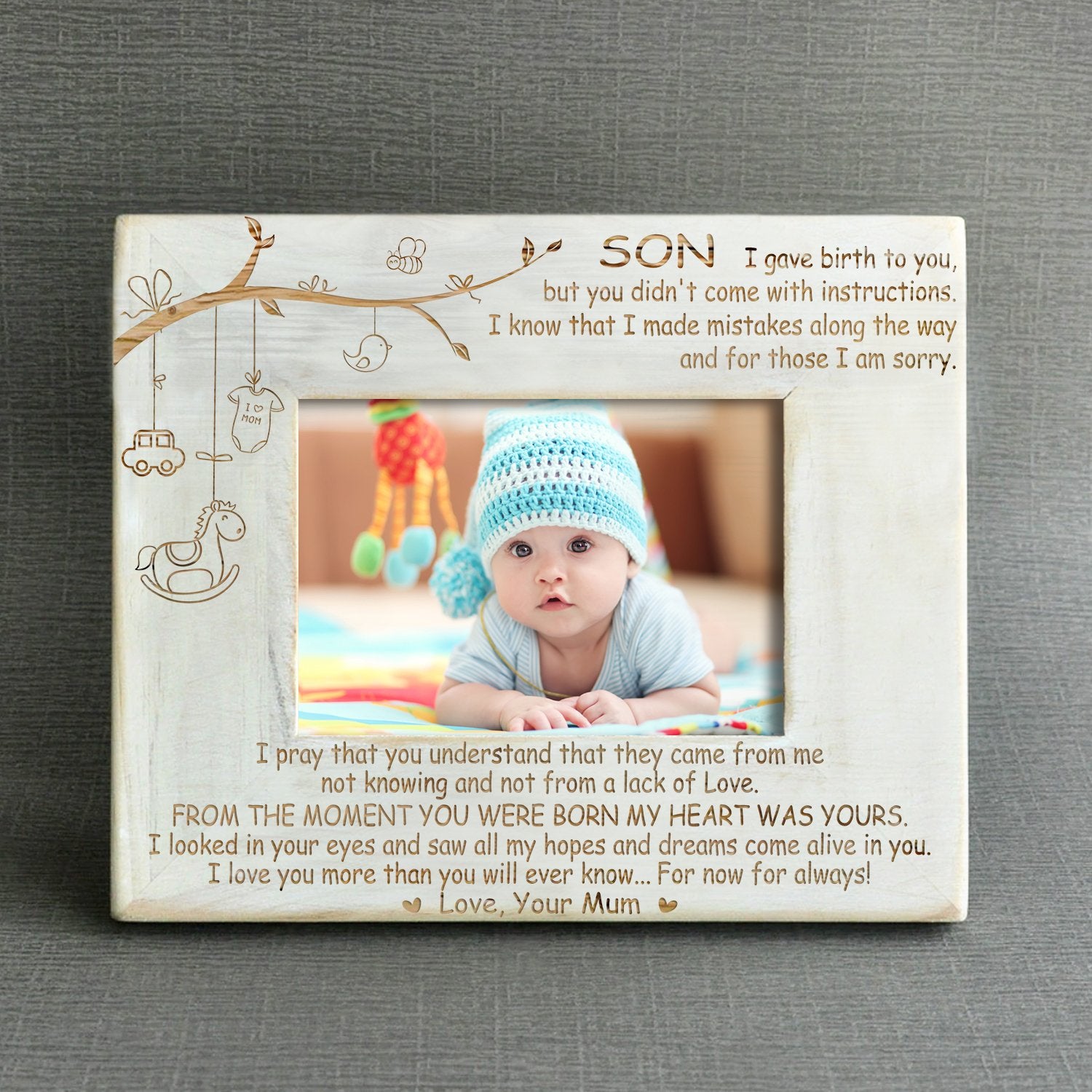 SON MUM - FOR NOW FOR ALWAYS - WOOD FRAME