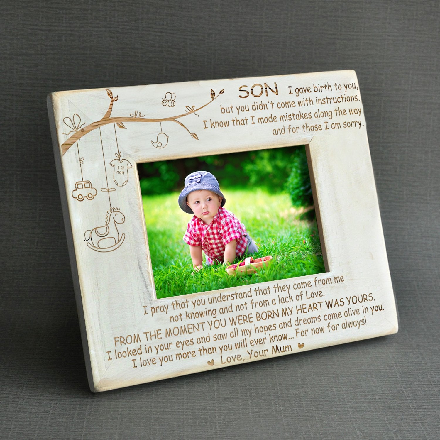 SON MUM - FOR NOW FOR ALWAYS - WOOD FRAME 