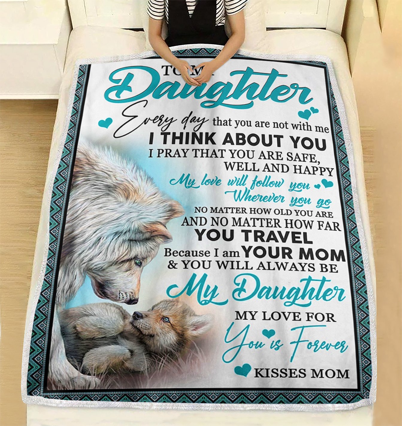 Custom Blanket To My Daughter Wolf Blanket - Gift For Daughter - Fleece Blanket-A Loves Gift