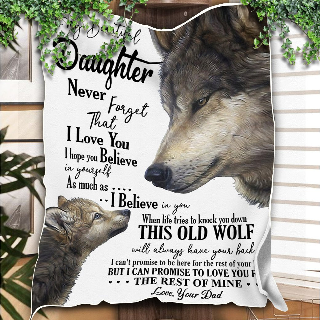 Custom Blankets Wolf To My Daughter Blanket - Gift for Daughter - Fleece Blanket-A Loves Gift