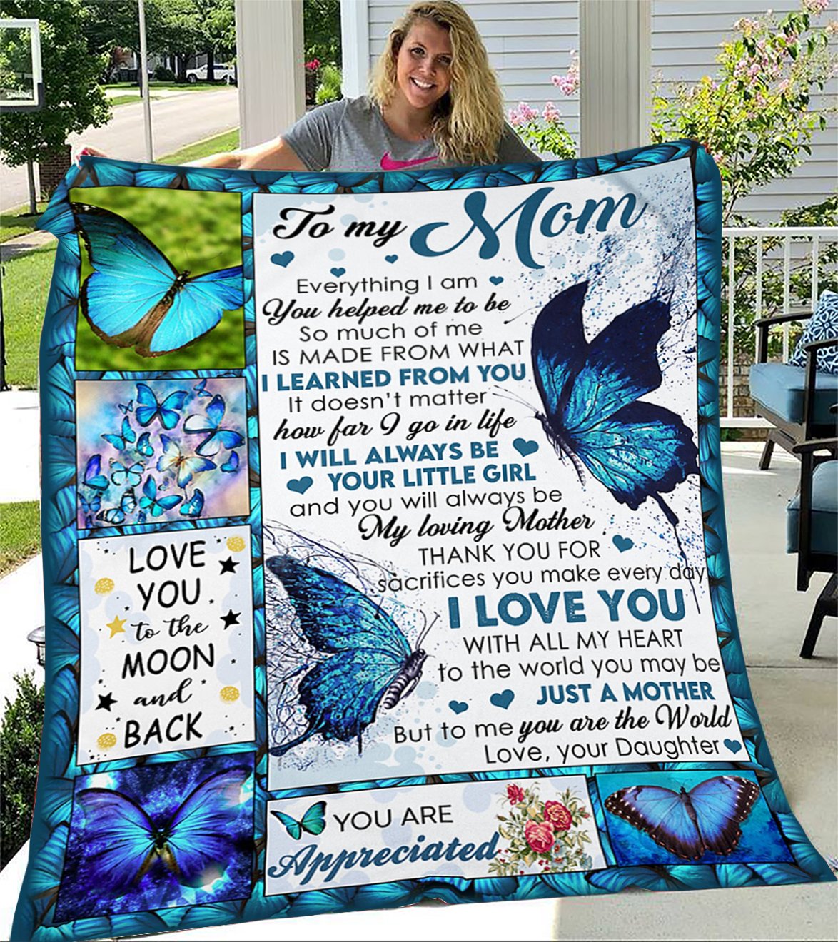 Custom Blanket Butterflies To My Mom Blanket - Gift For Mom - Fleece Blanket-A Loves Gift