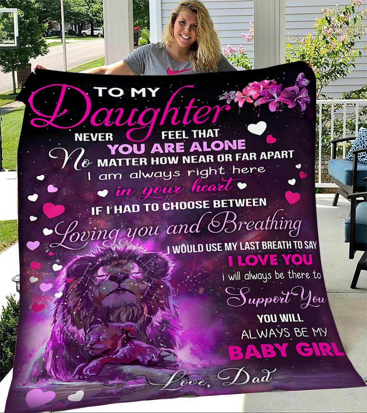 Custom Blanket Lion To My Daughter Blanket - Gift For Daughter - Fleece Blanket-A Loves Gift