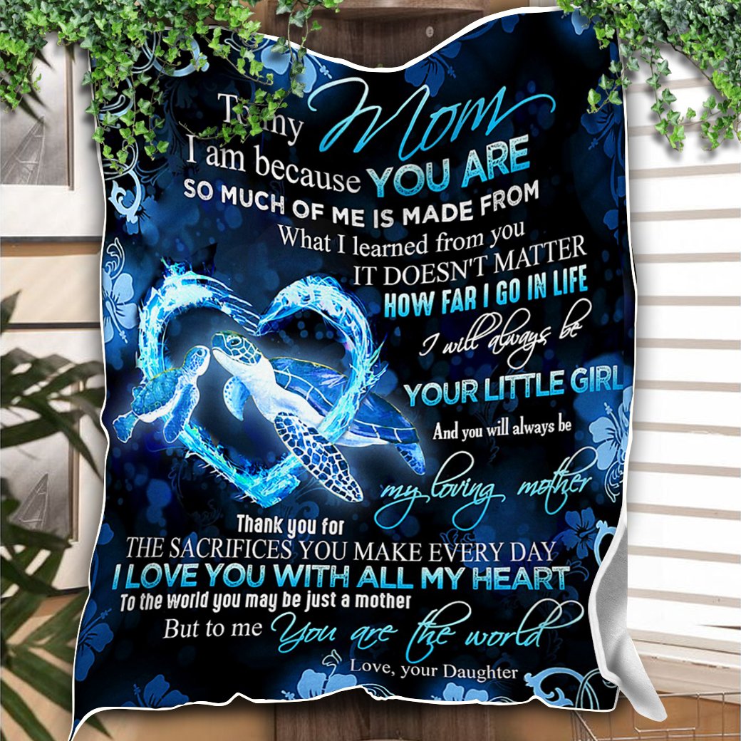 Custom Blanket Turtle To My Mom Blanket - Gift For Mom - Fleece Blanket-A Loves Gift