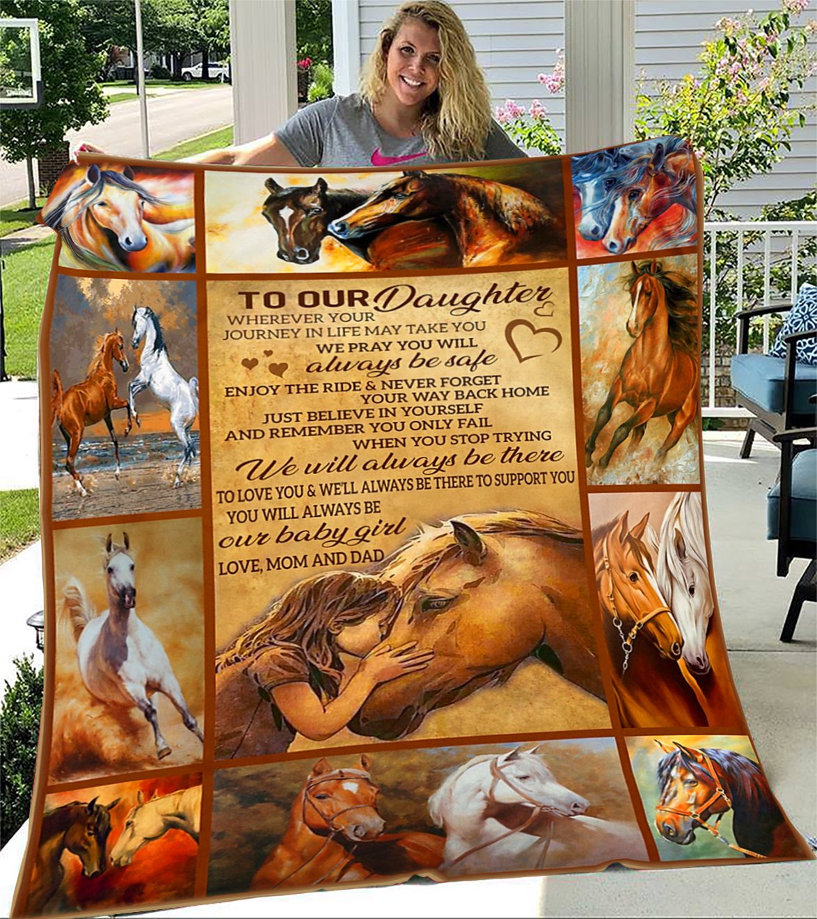 Custom Blankets Horse Blanket - To My Daughter - Fleece Blanket-A Loves Gift