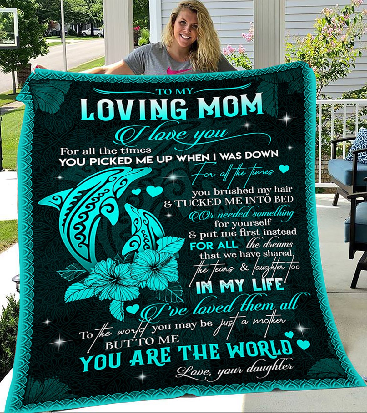Custom Blanket Dolphin To My Mom Blanket - Gift For Mom- Fleece Blanket-A Loves Gift
