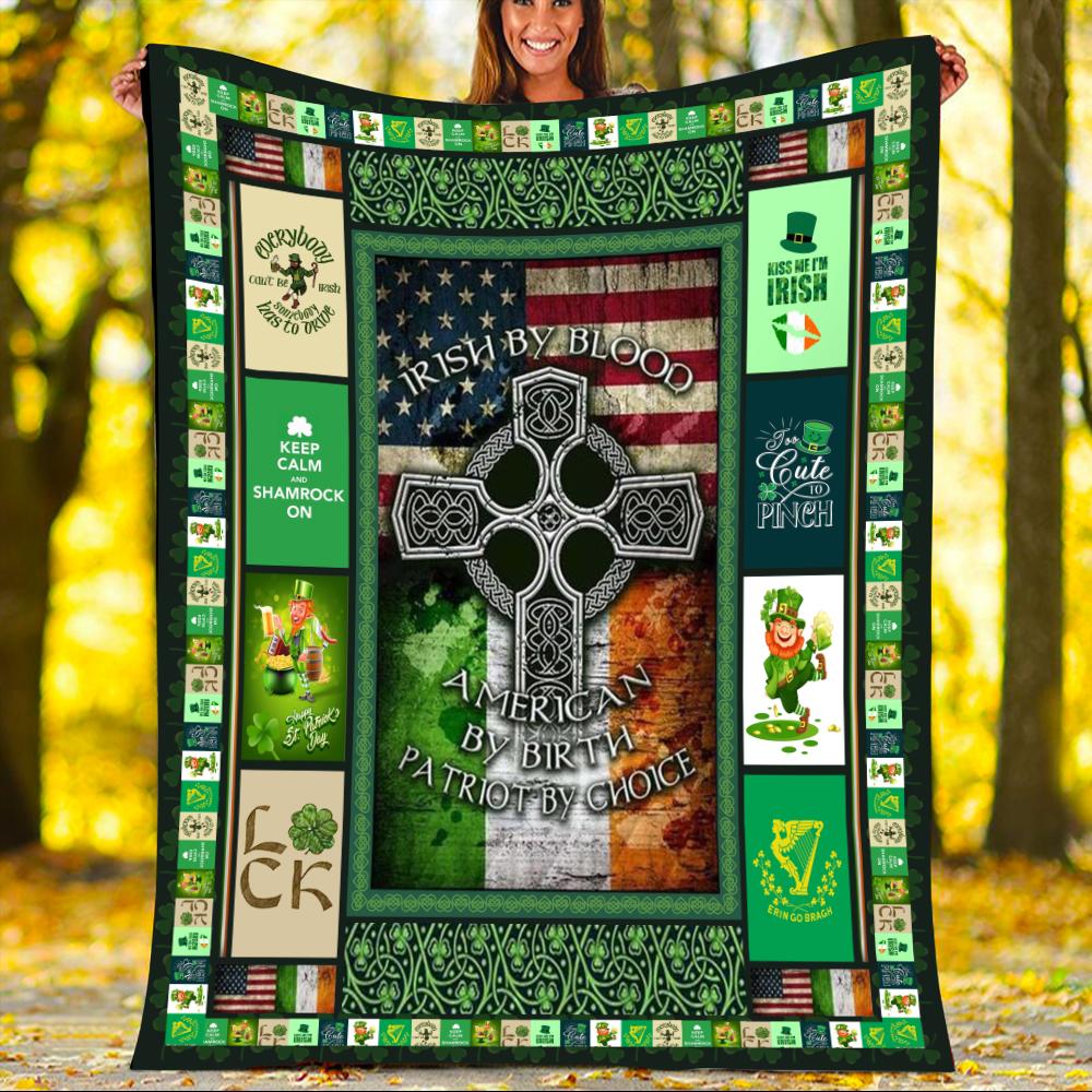 St. Patrick's Day Custom Blanket Irish By Blood American Blanket - Fleece Blanket-A Loves Gift