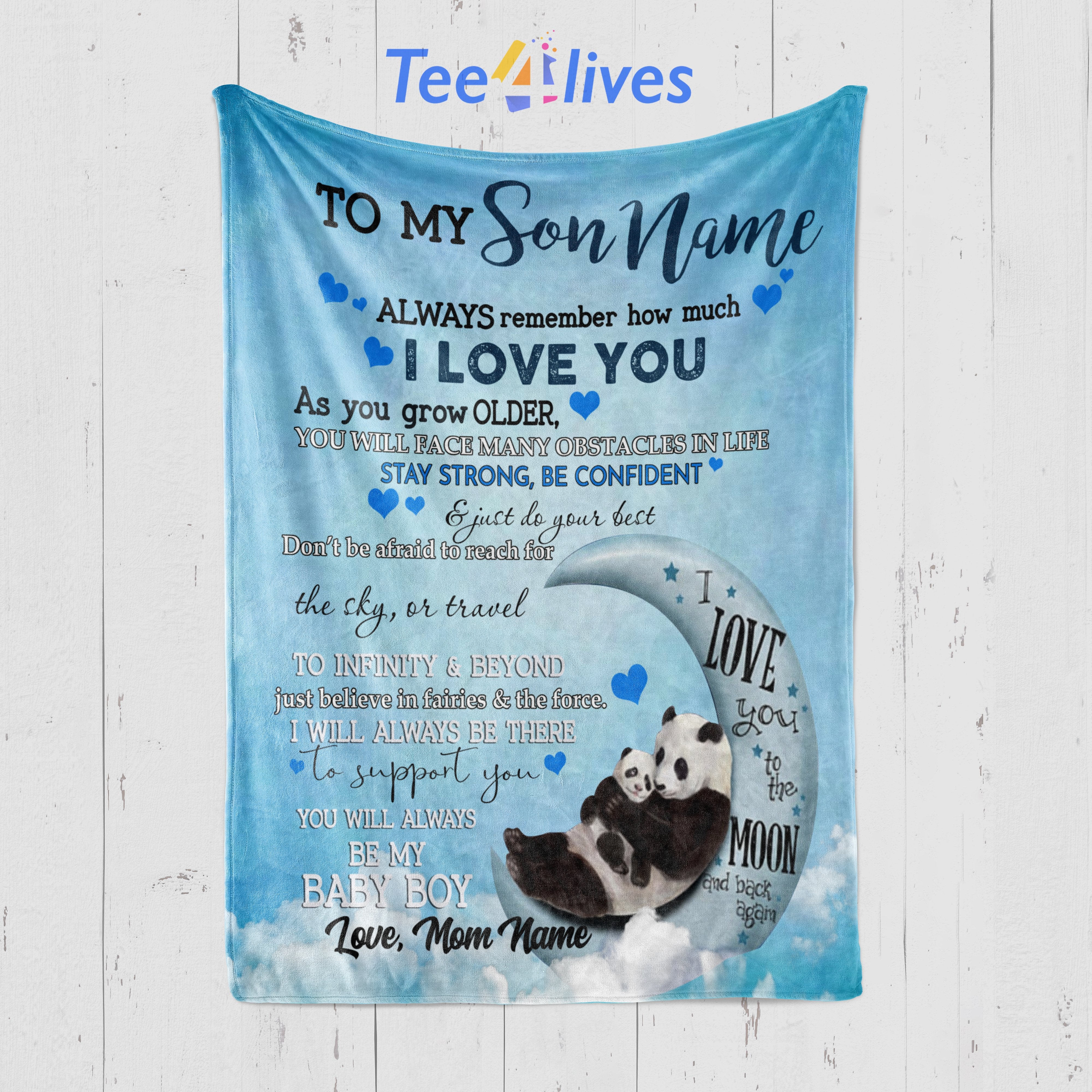 Custom Blanket Panda To My Son Personalized Name Blanket - Gift for Son-A Loves Gift