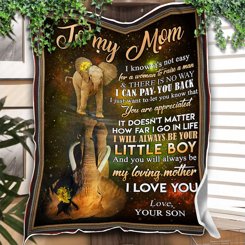 Custom Blanket Elephant To My Mom Blanket - Gift For Mom  - Fleece Blanket-A Loves Gift
