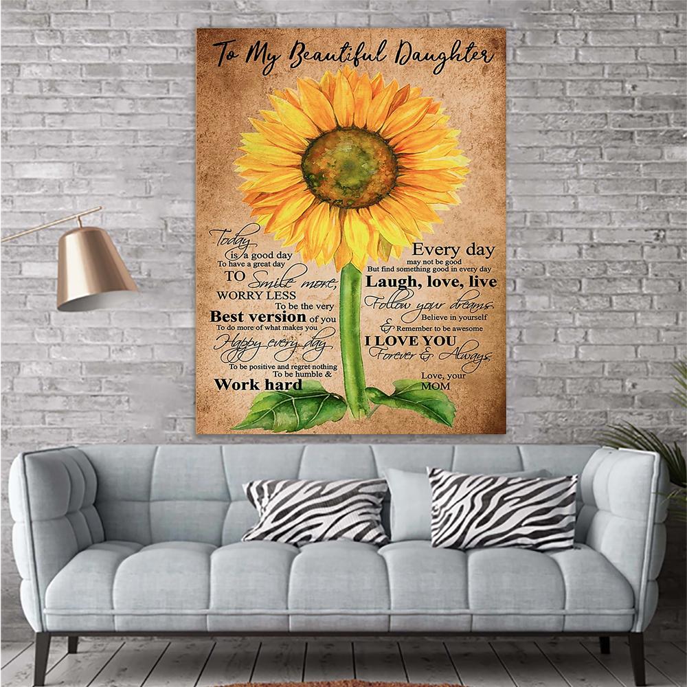 Sunflower To My Beautiful Daughter Canvas Prints Wall Art - Matte Canvas-A Loves Gift