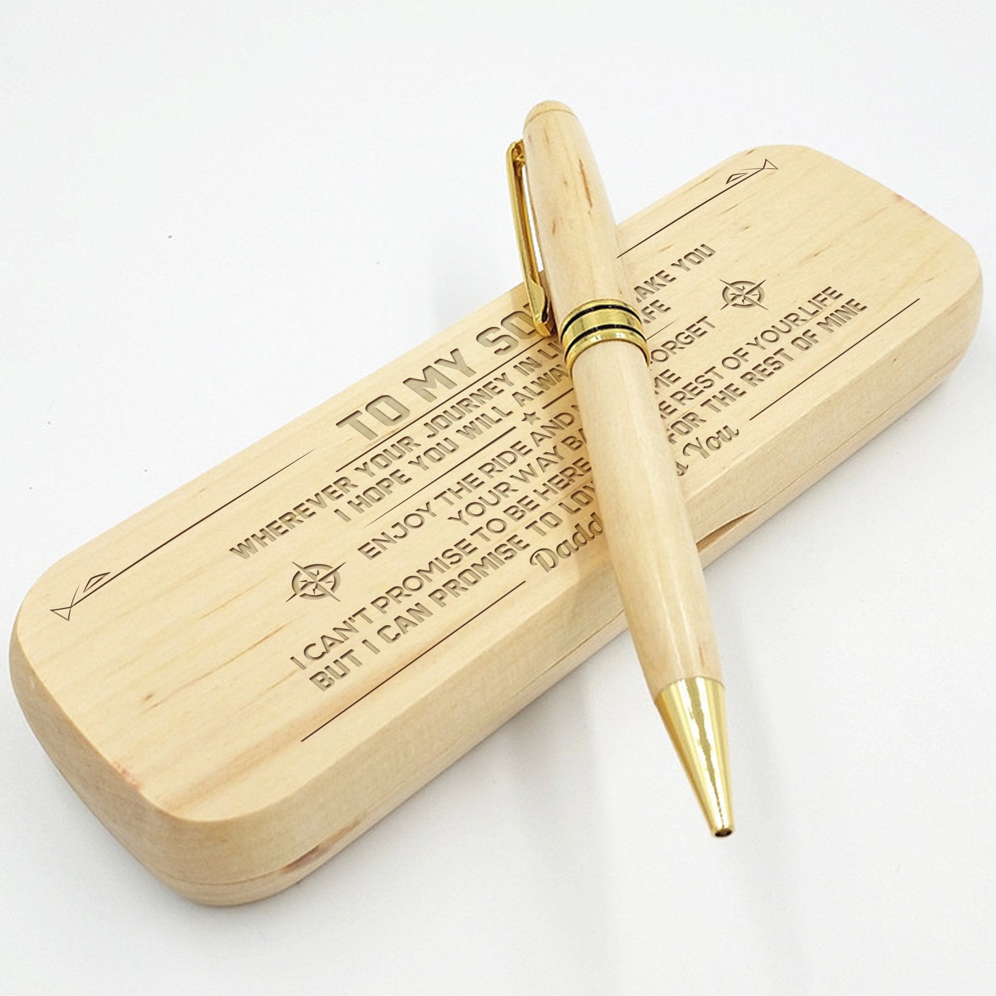 SON DADDY - ALWAYS BE SAFE - ENGRAVED WOOD PEN CASE-A Loves Gift