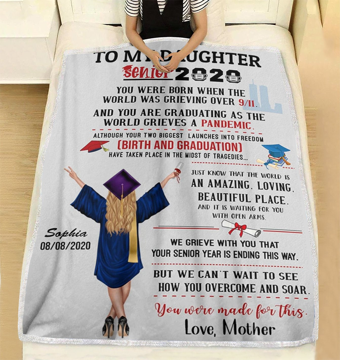 Custom Blanket To My Daughter Personalized Graduation Blanket - Fleece Blanket-A Loves Gift