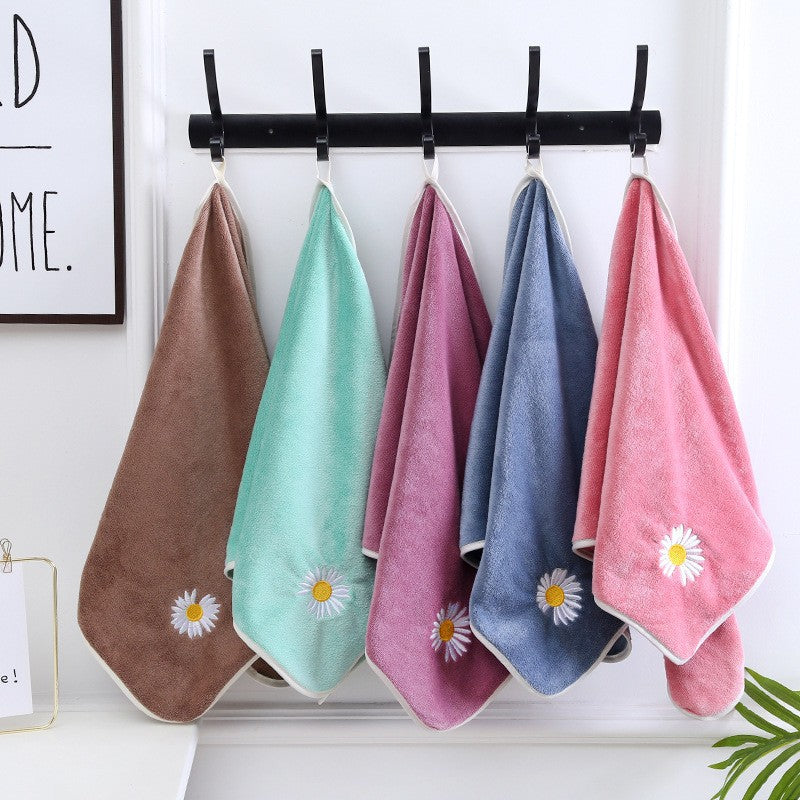 Small Daisy Cute Hanging Handkerchief Towel Hand Towel Towel Cartoon Household Hand Towel Small Towel Thick Solid Color Square Towel Hand Towel-A Loves Gift