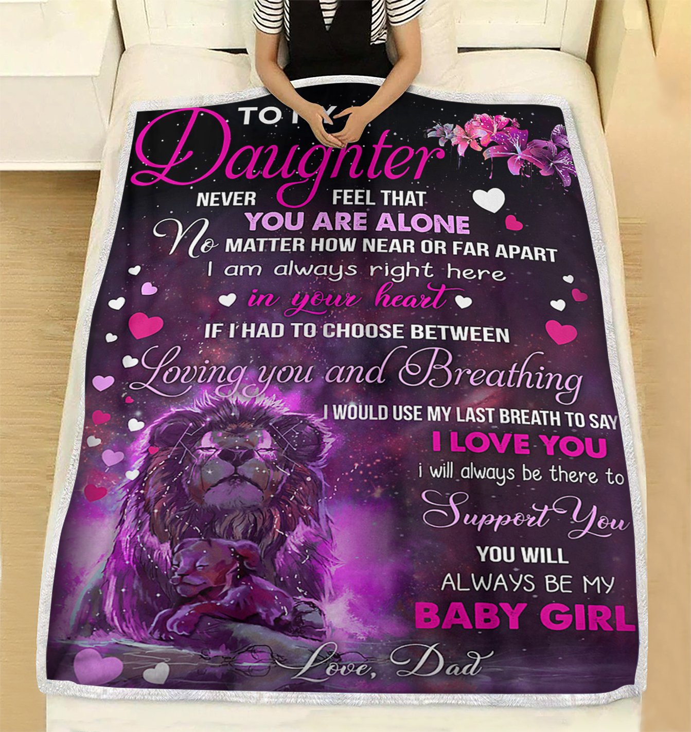 Custom Blanket Lion To My Daughter Blanket - Gift For Daughter - Fleece Blanket-A Loves Gift