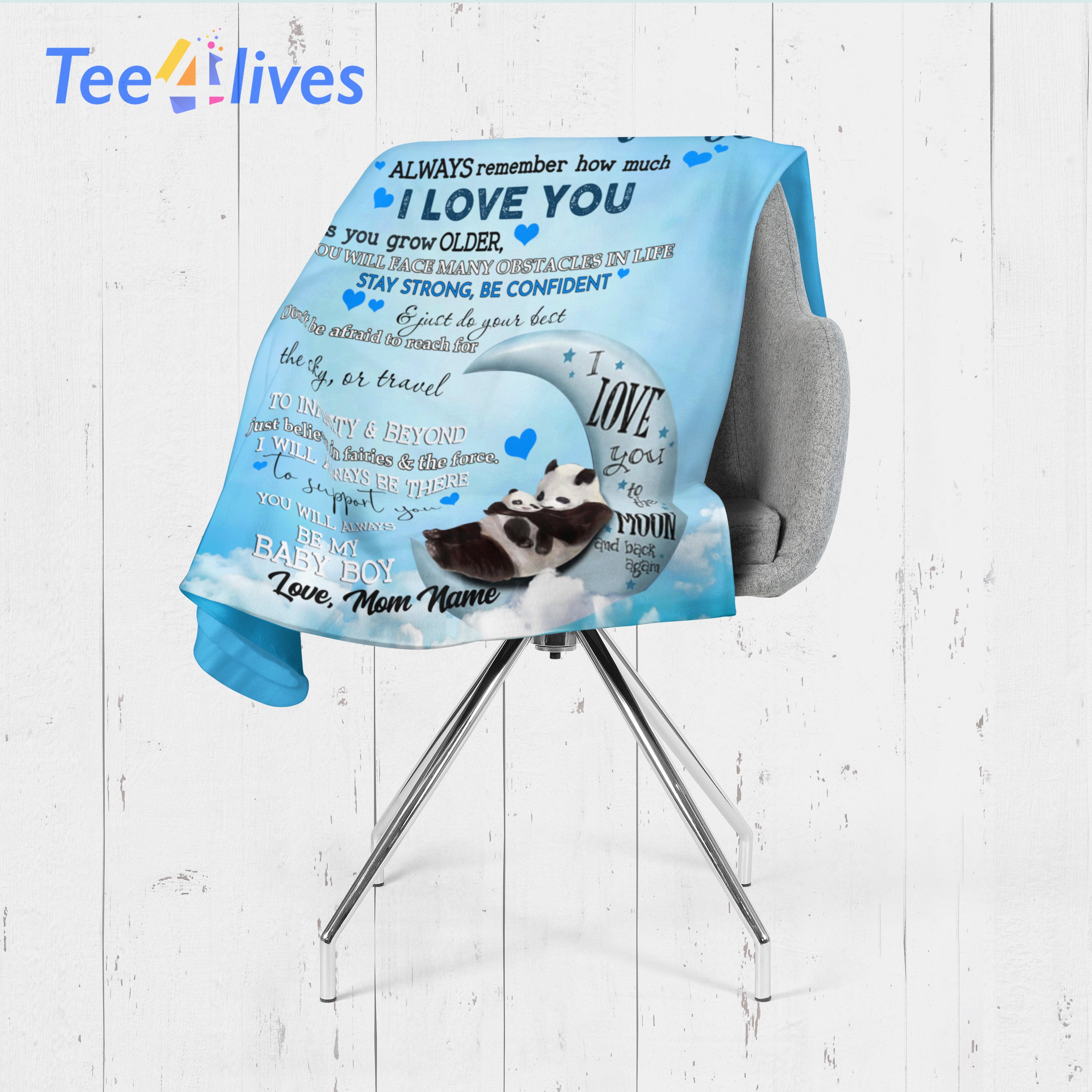 Custom Blanket Panda To My Son Personalized Name Blanket - Gift for Son-A Loves Gift