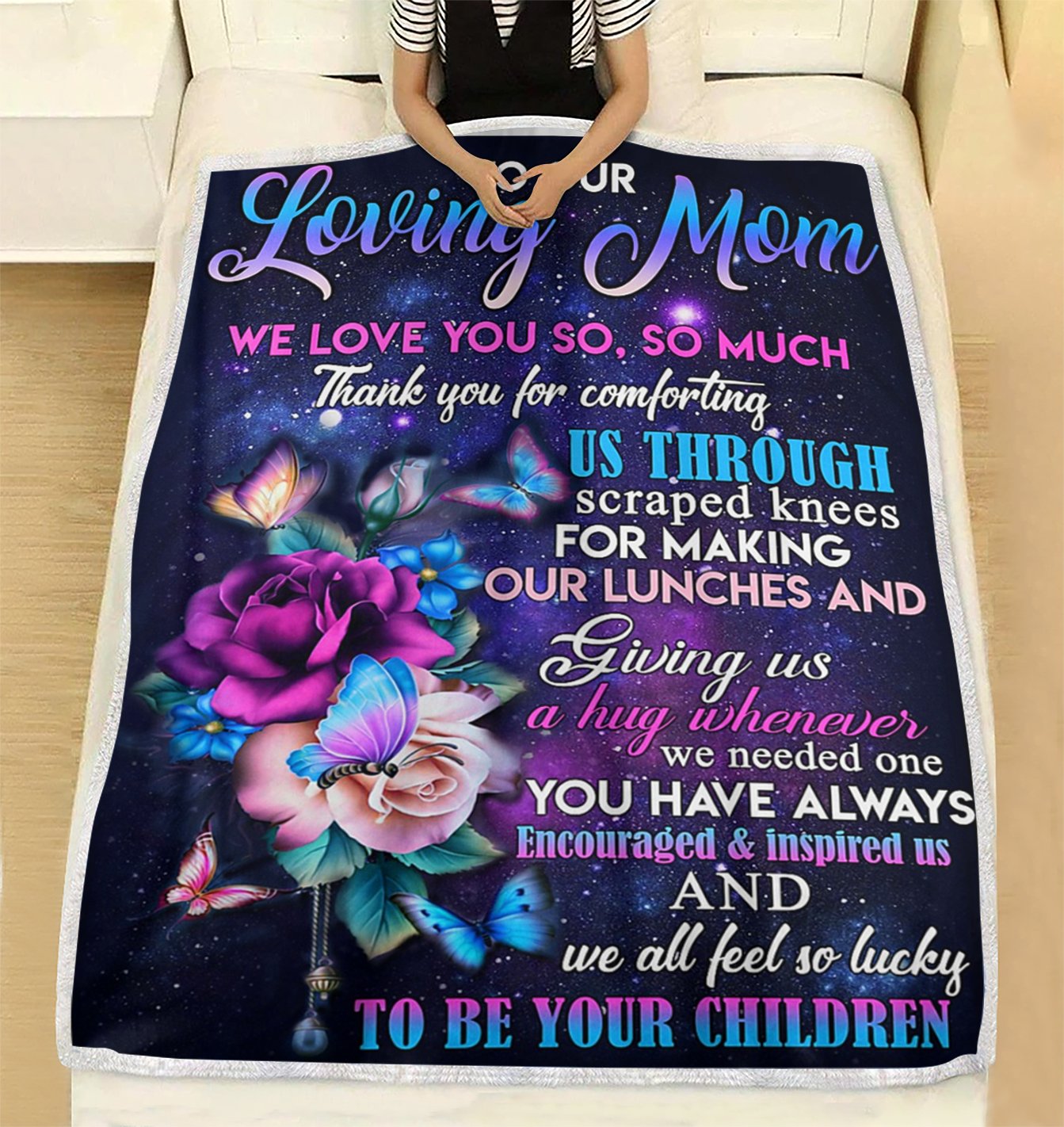 Custom Blanket To Our Loving Mom Blanket - Gift For Mom - Fleece Blanket-A Loves Gift