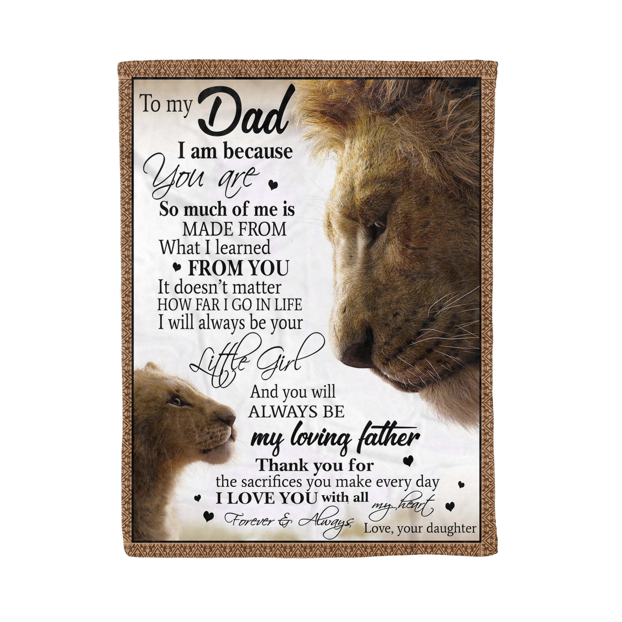 You Will Always Be My Loving Father Lion Blanket Gift For Dad From Daughter-A Loves Gift
