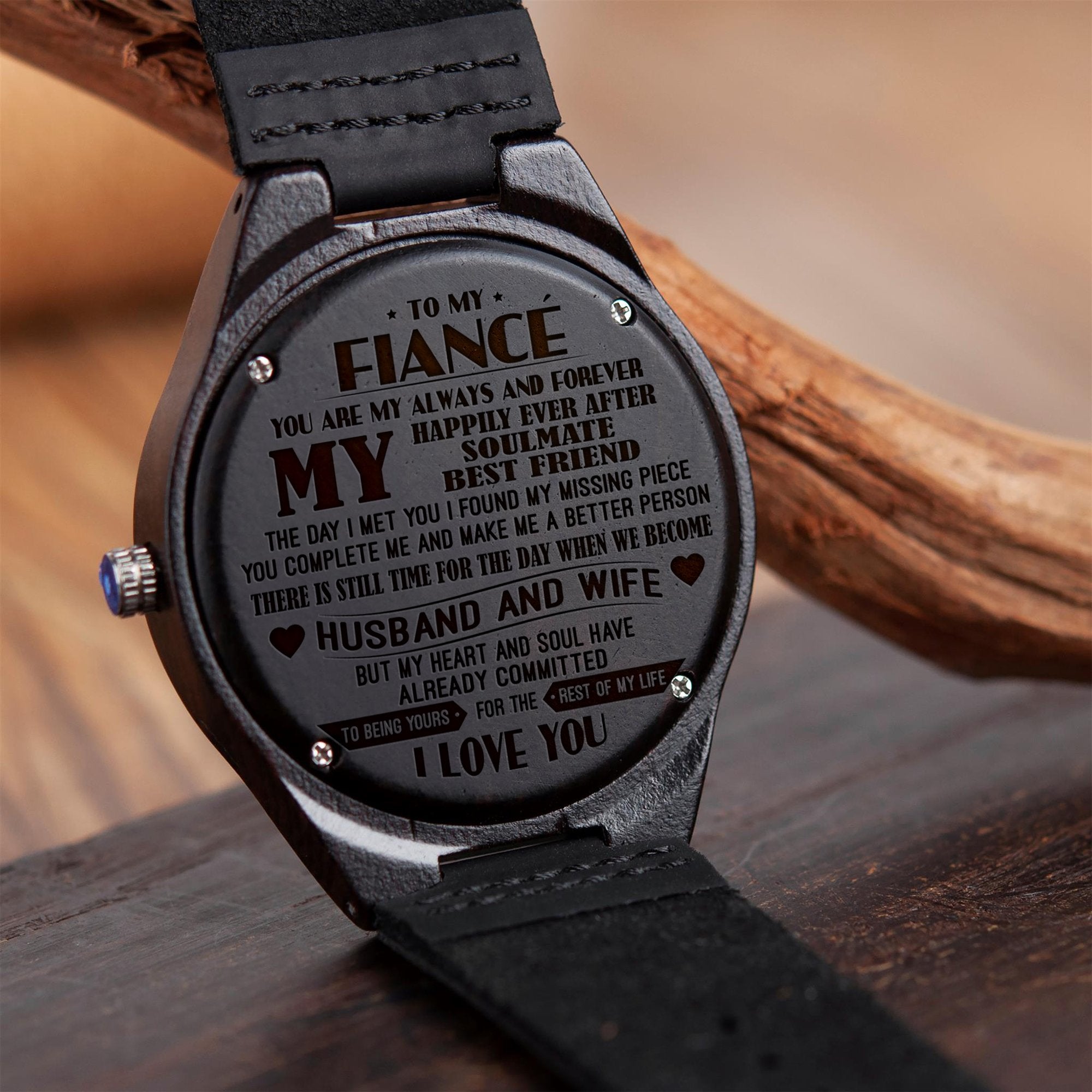 MY MAN - MY HAPPILY - WOOD WATCH Engraved Gifts Watch