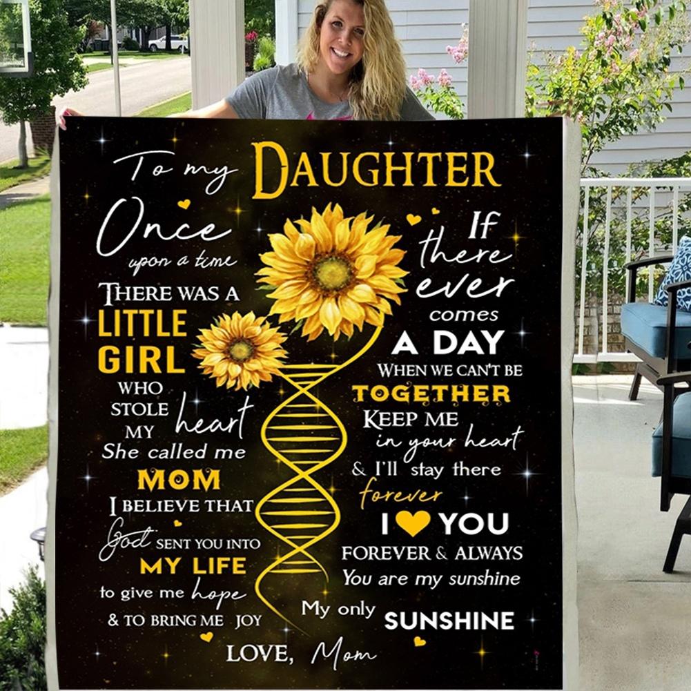 TO MY DAUGHTER YOU ARE MY SUNSHINE MY ONLY SUNSHINE FROM MOM 3D CUSTOM SHERPA FLEECE PHOTO BLANKET FAN GIFT-A Loves Gift
