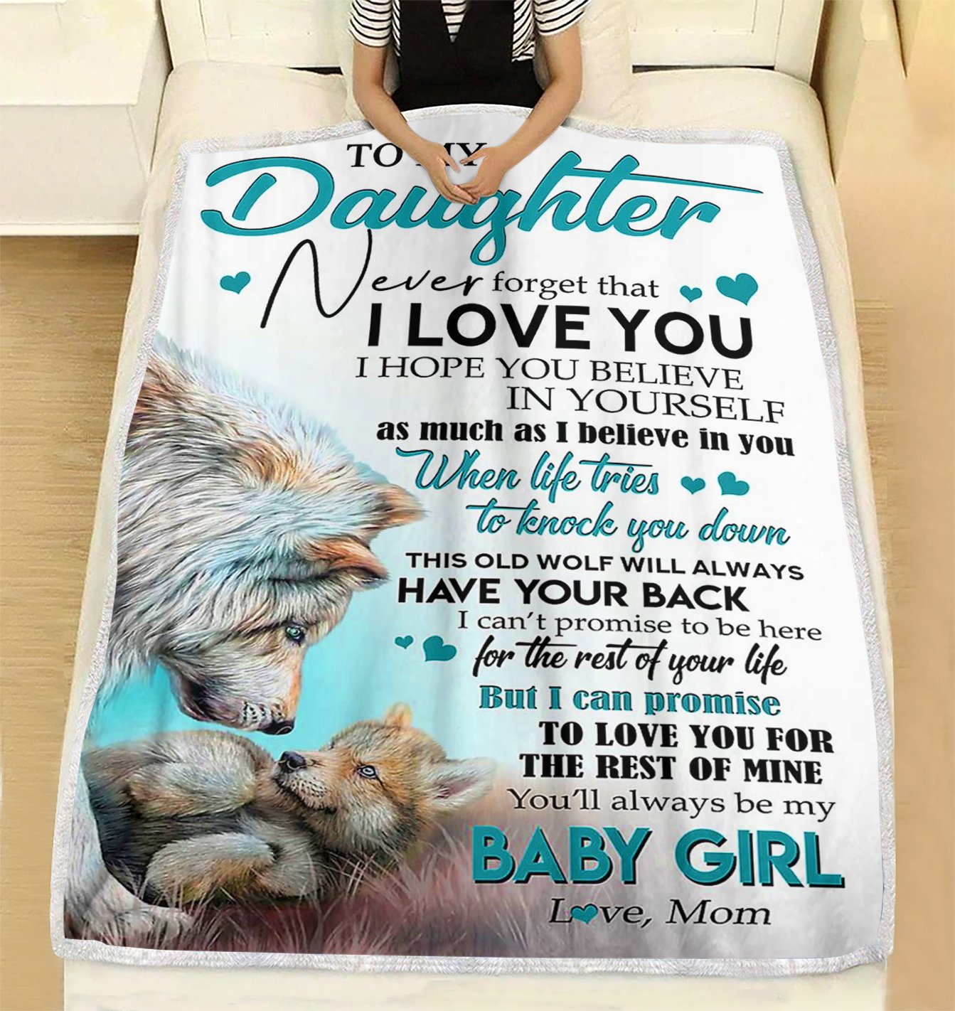 Custom Blankets To My Daughter Wolf Blanket - Fleece Blanket-A Loves Gift