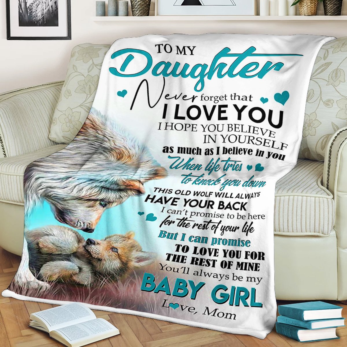 Custom Blankets To My Daughter Wolf Blanket - Fleece Blanket-A Loves Gift