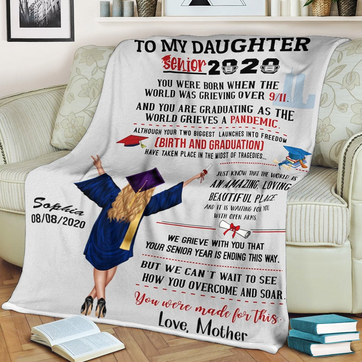 Custom Blanket To My Daughter Personalized Graduation Blanket - Fleece Blanket-A Loves Gift