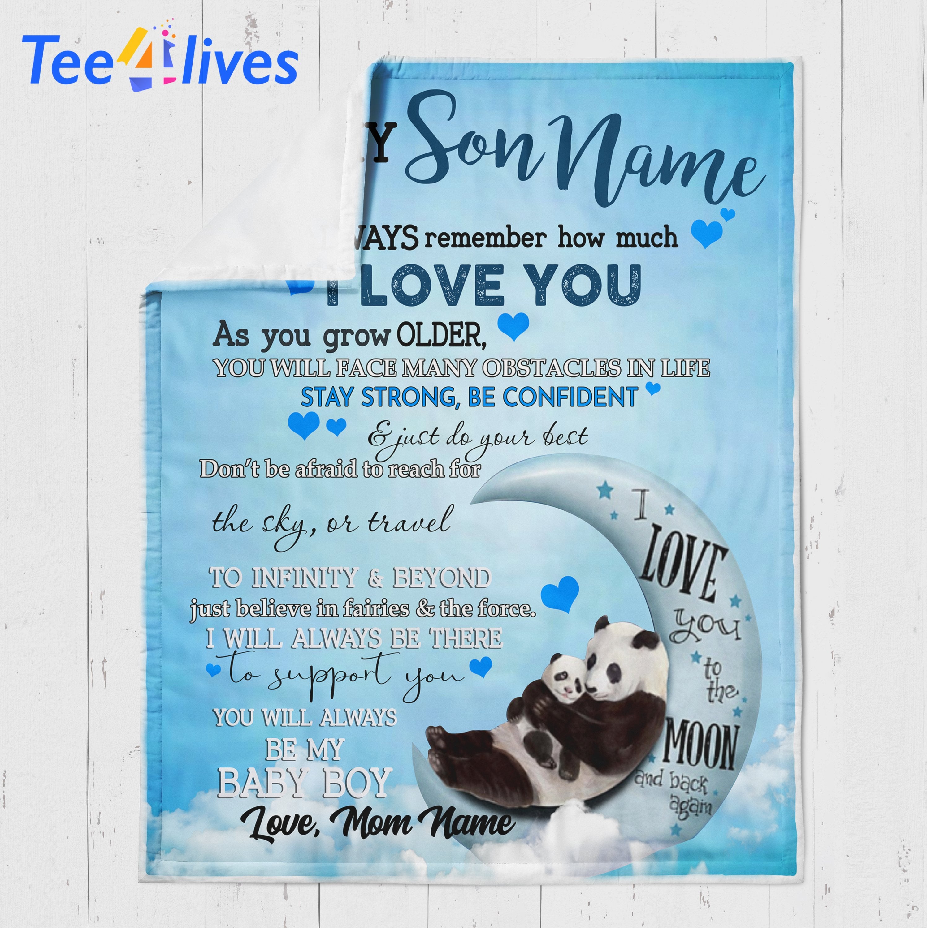 Custom Blanket Panda To My Son Personalized Name Blanket - Gift for Son-A Loves Gift