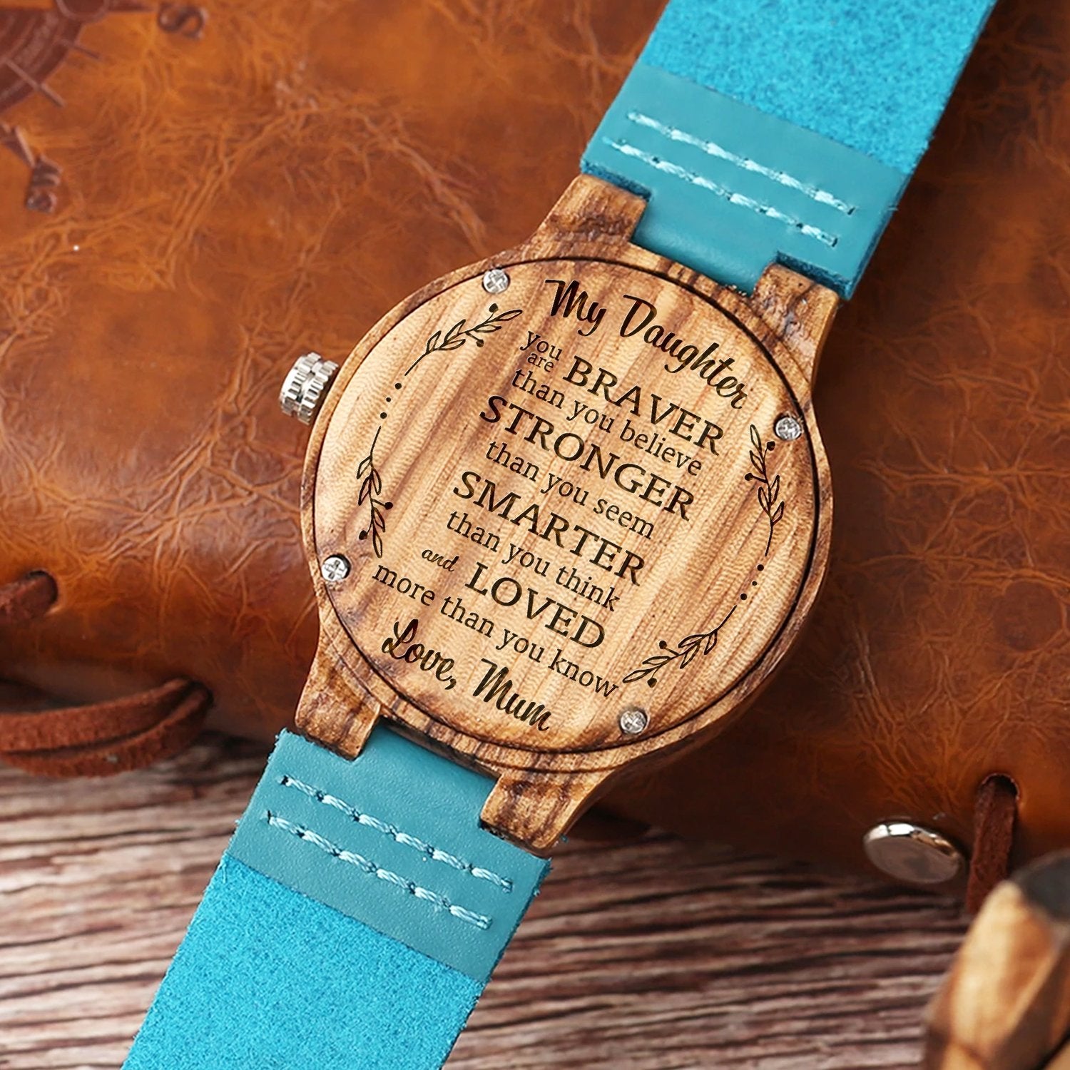 DAUGHTER MUM - LOVED MORE THAN - BLUE WOOD WATCH