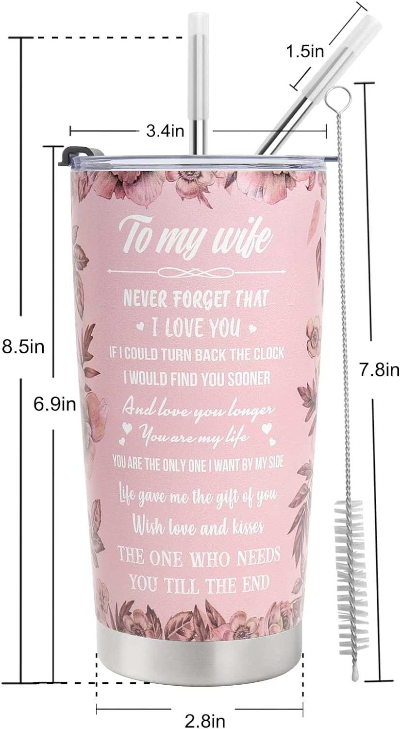 FIRSTXU Sister Gifts,  Birthday Gifts for Sister, Pink 20oz Stainless Steel Tumbler w/Lid for Women Gift Mugs-A Loves Gift