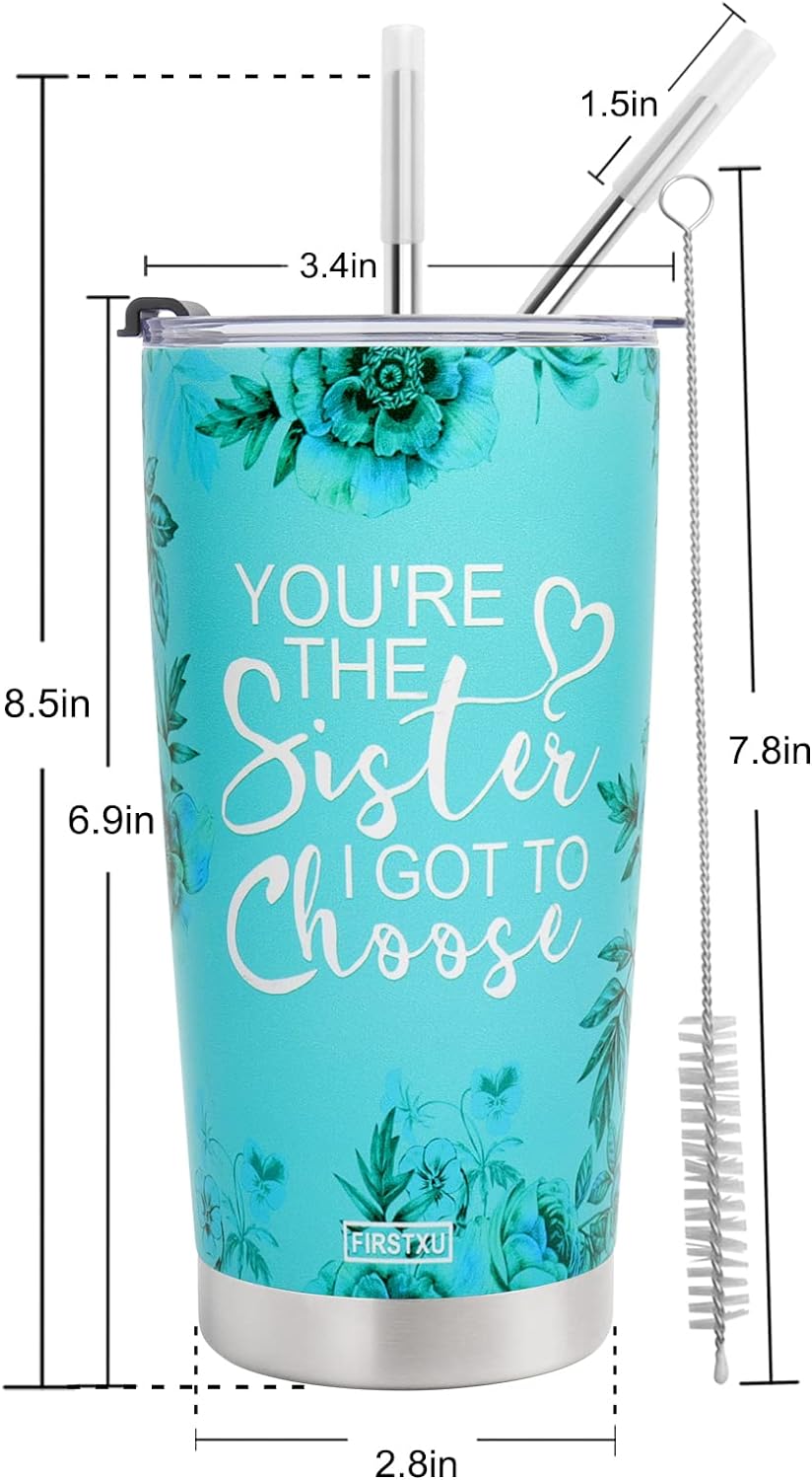 FIRSTXU Sister Gifts,  Birthday Gifts for Sister, Pink 20oz Stainless Steel Tumbler w/Lid for Women Gift Mugs-A Loves Gift