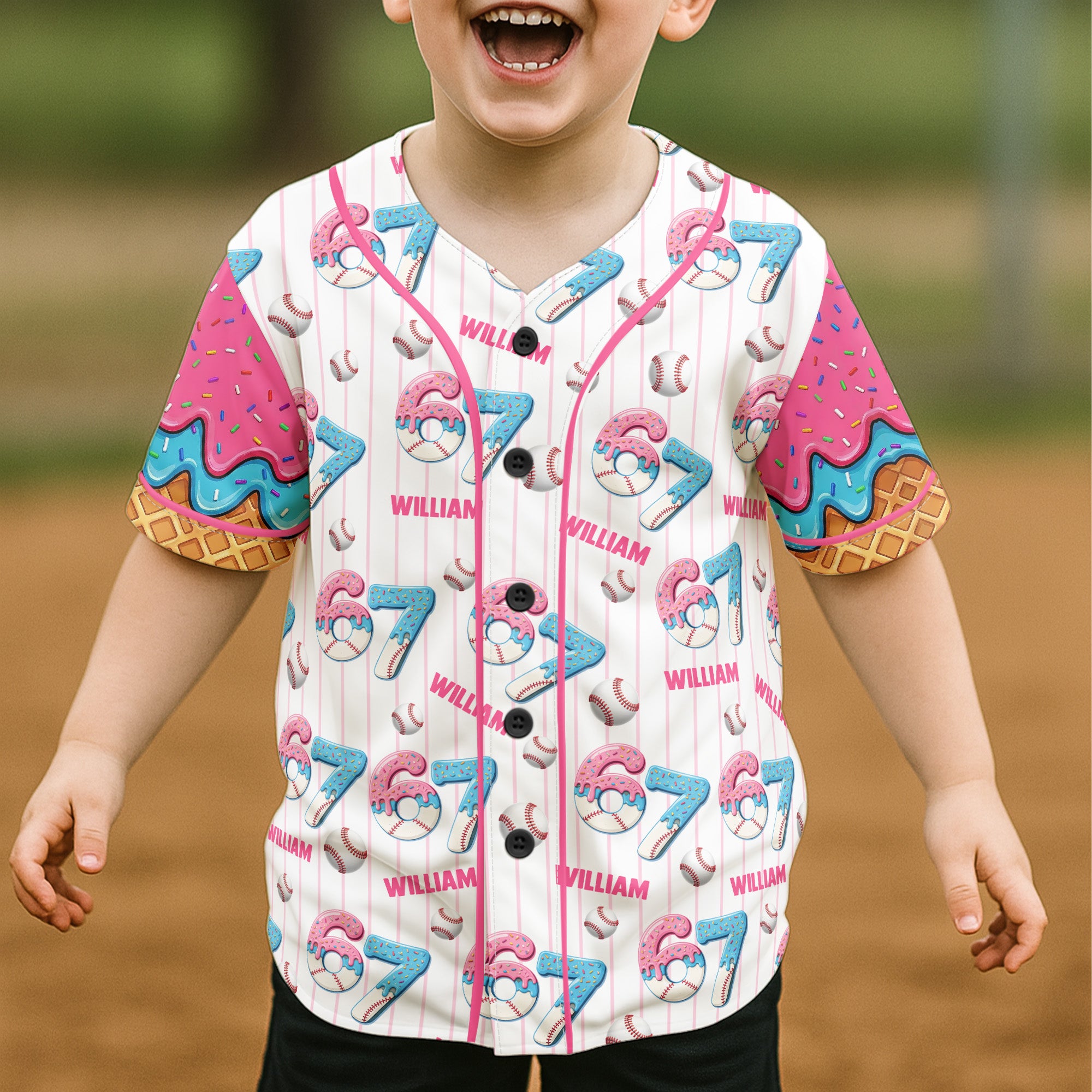67 Sport Ice Cream Drip - Personalized Kids Baseball Jersey