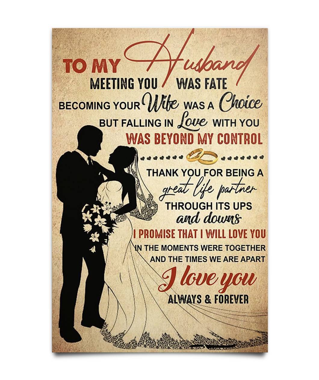 Perfect Gifts For Husband - To My Husband  Poster-A Loves Gift