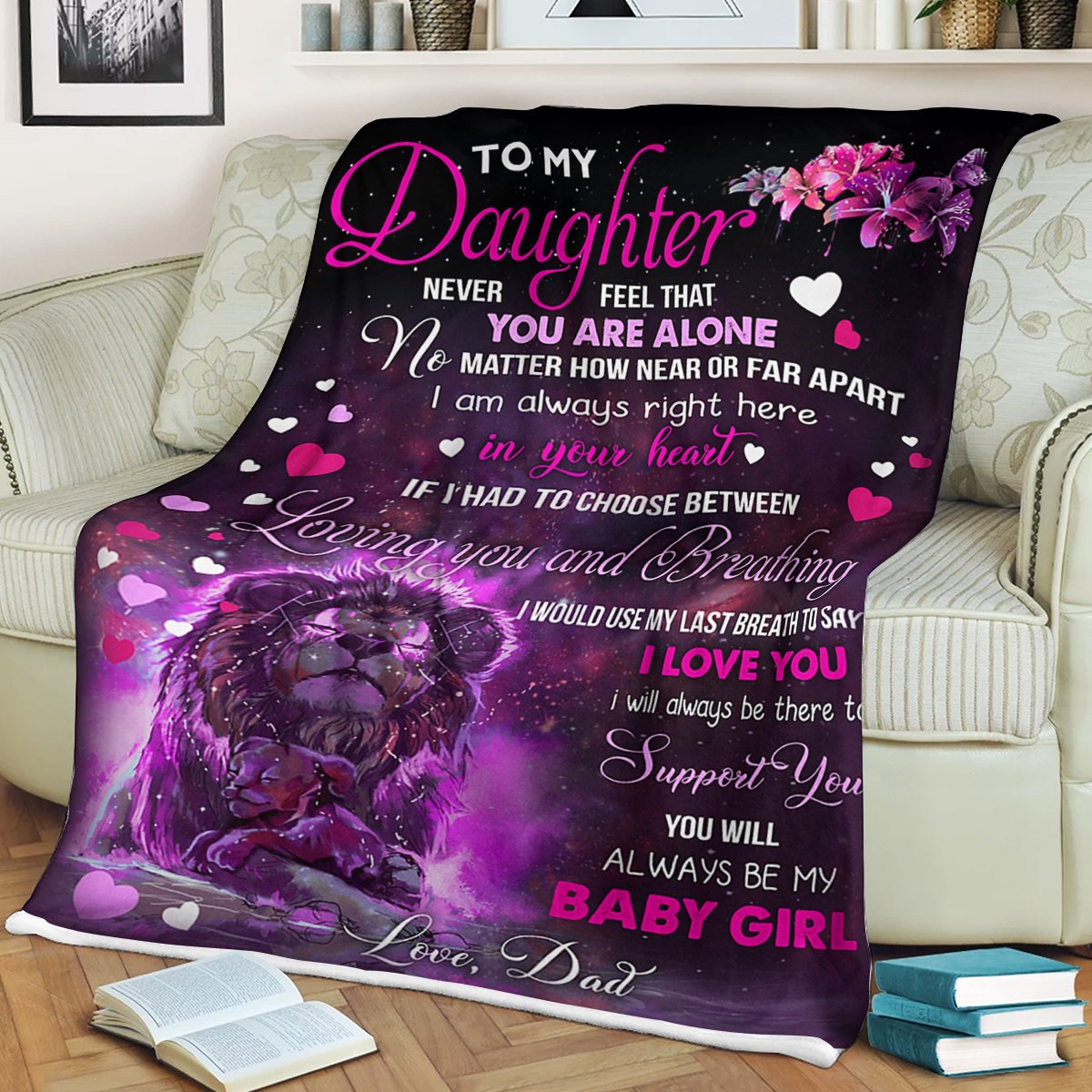 Custom Blanket Lion To My Daughter Blanket - Gift For Daughter - Fleece Blanket-A Loves Gift