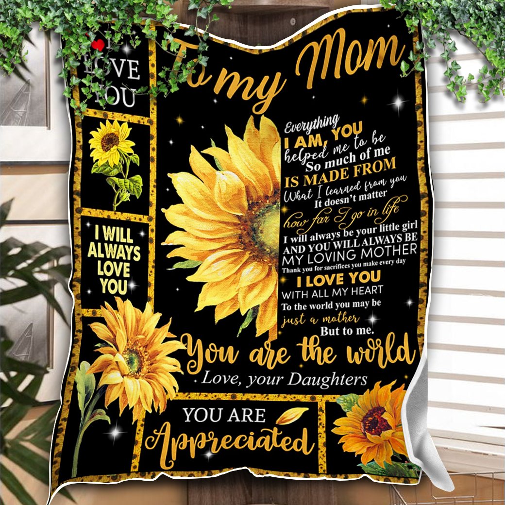 Custom Blanket Sunflower To My Mom Blanket - Gift For Mom - Fleece Blanket-A Loves Gift