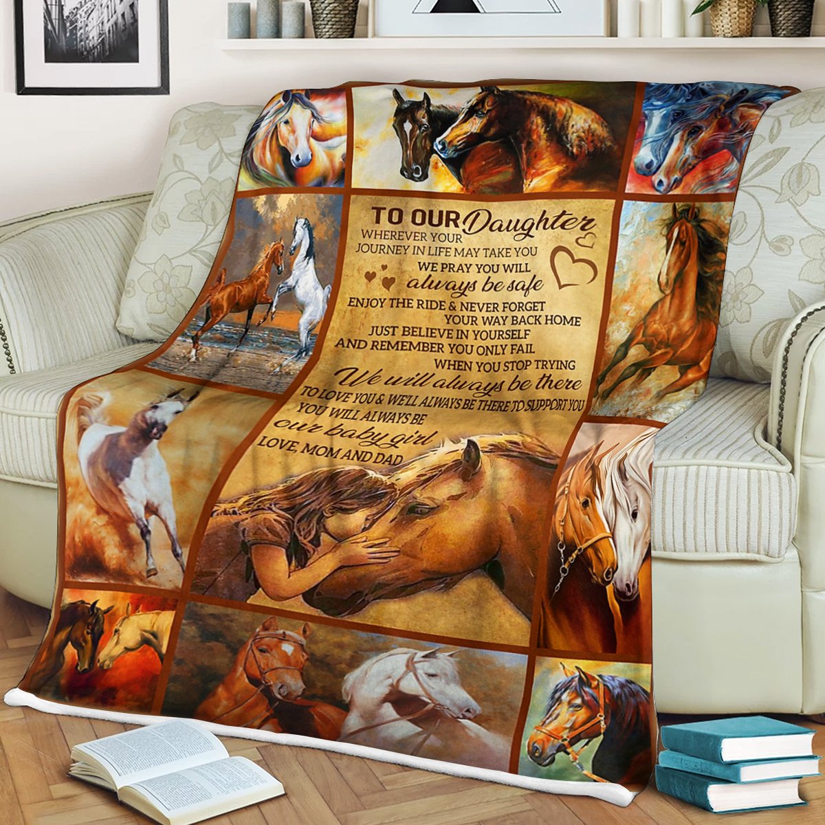 Custom Blankets Horse Blanket - To My Daughter - Fleece Blanket-A Loves Gift