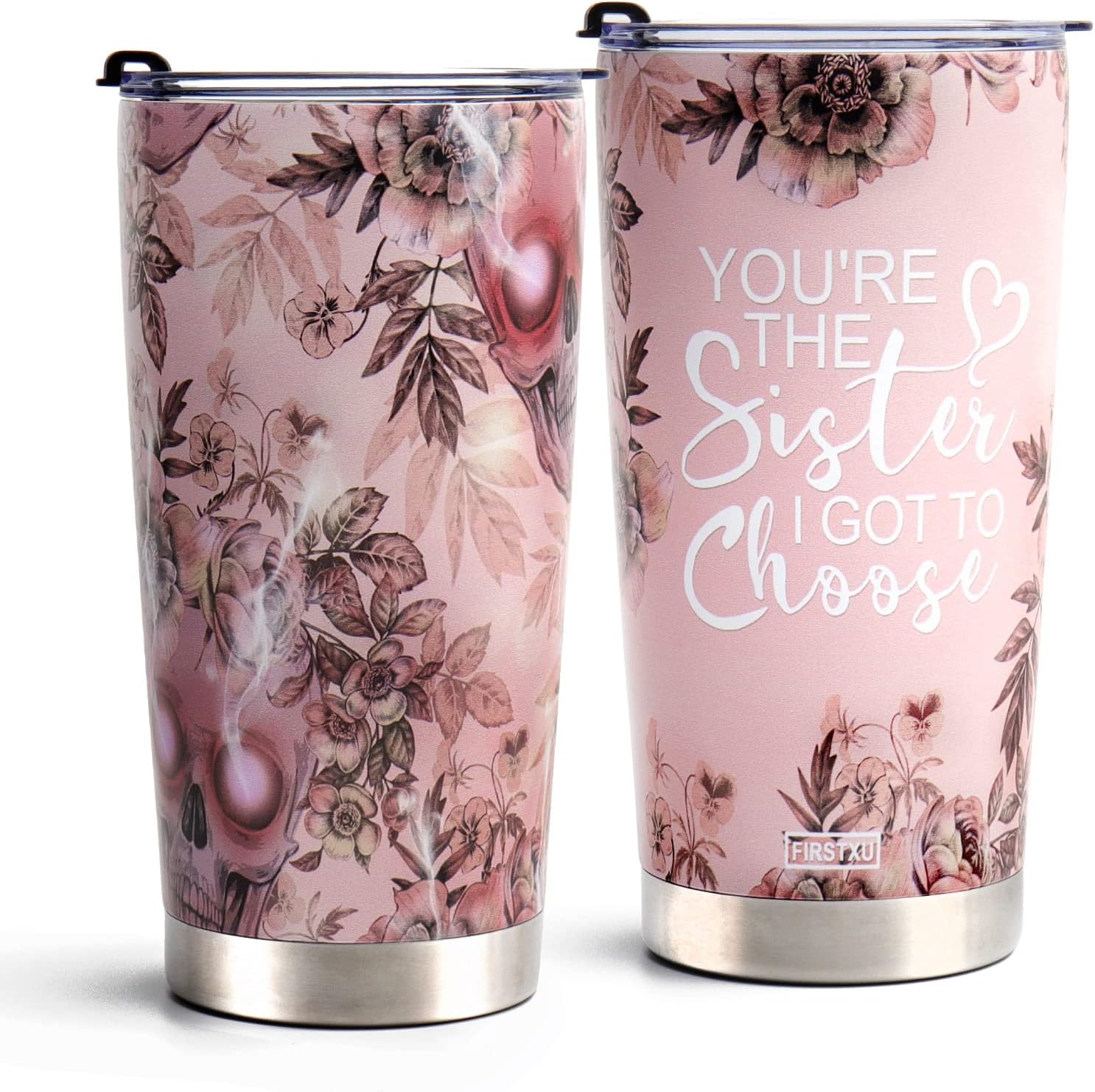 FIRSTXU Sister Gifts,  Birthday Gifts for Sister, Pink 20oz Stainless Steel Tumbler w/Lid for Women Gift Mugs-A Loves Gift