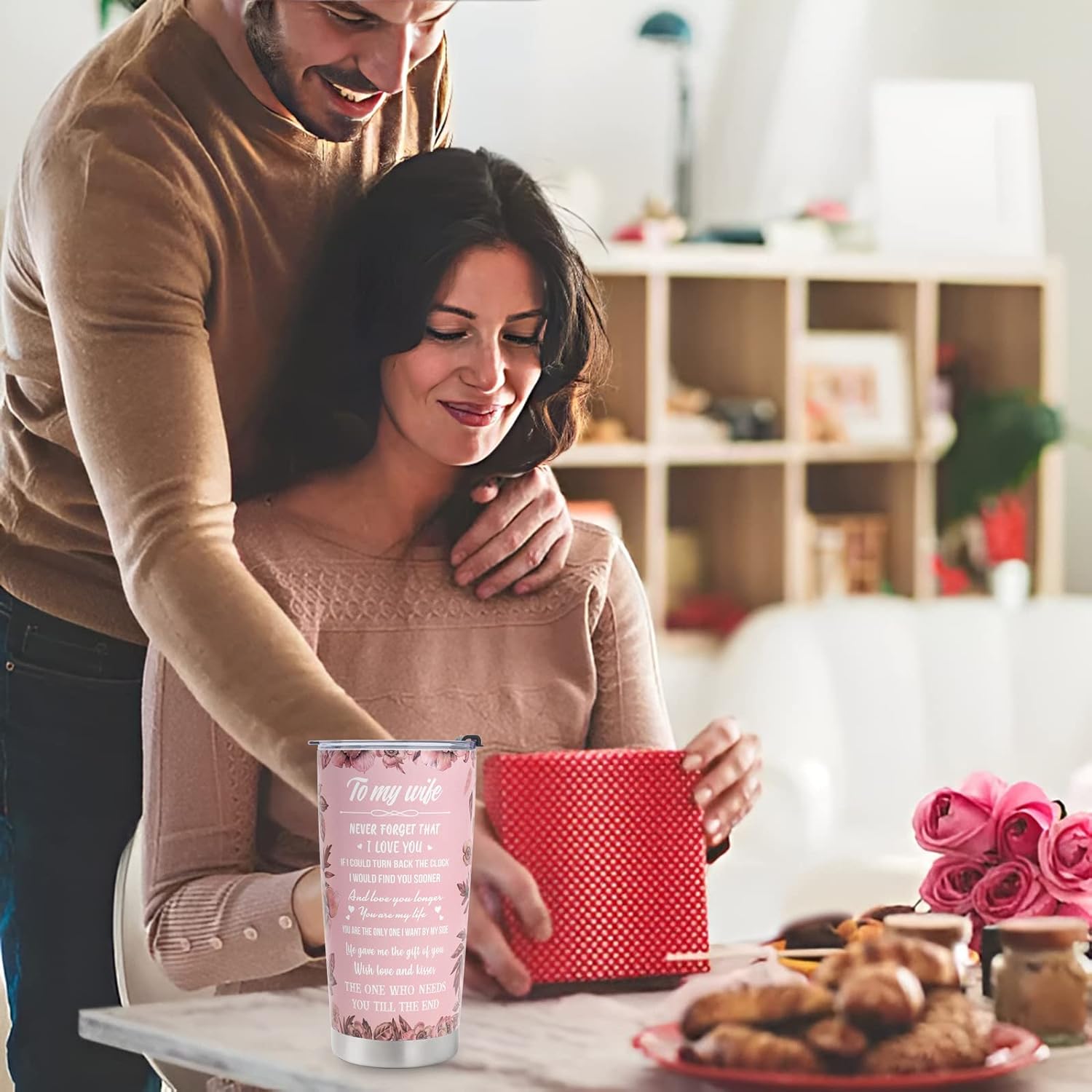 FIRSTXU Sister Gifts,  Birthday Gifts for Sister, Pink 20oz Stainless Steel Tumbler w/Lid for Women Gift Mugs-A Loves Gift