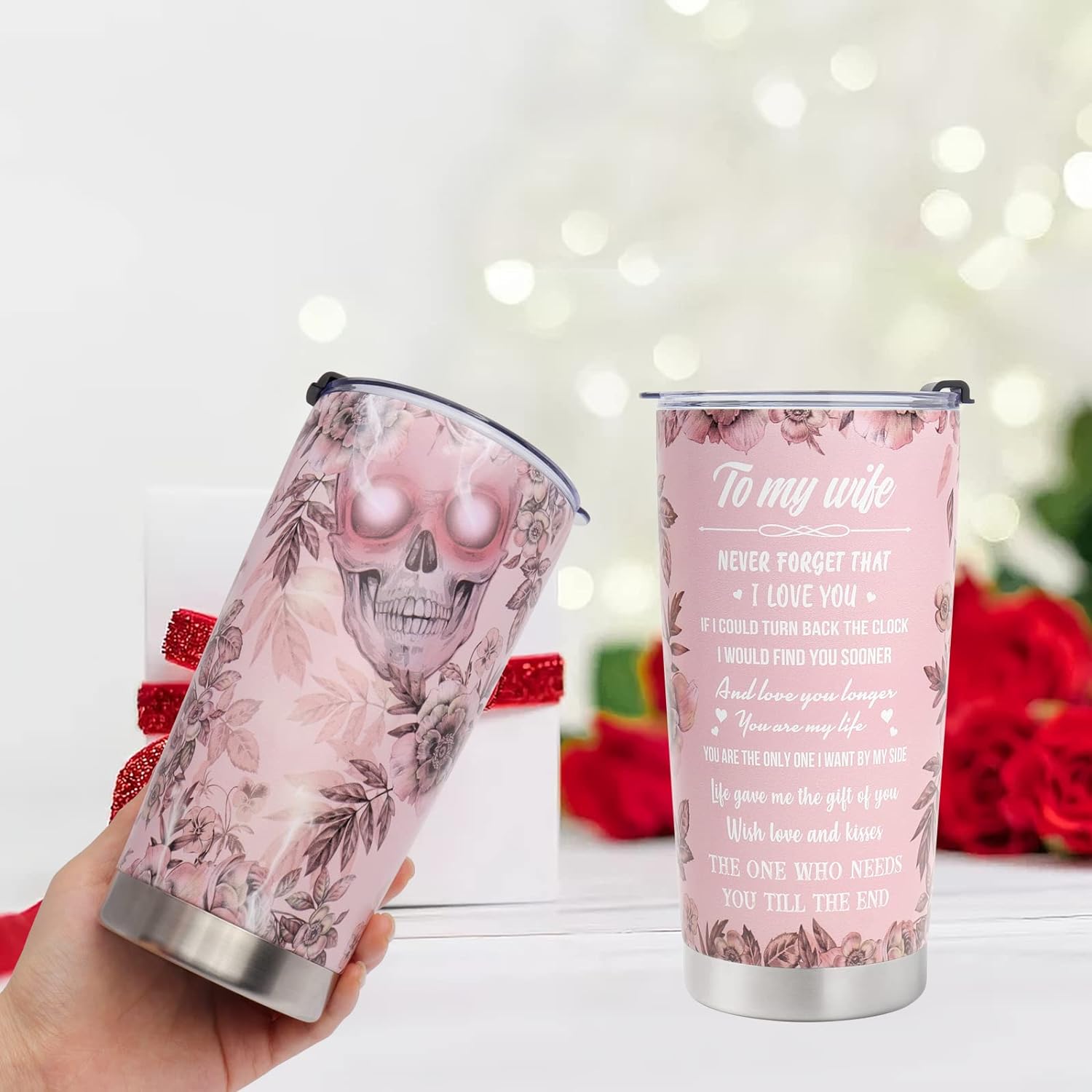 FIRSTXU Sister Gifts,  Birthday Gifts for Sister, Pink 20oz Stainless Steel Tumbler w/Lid for Women Gift Mugs-A Loves Gift