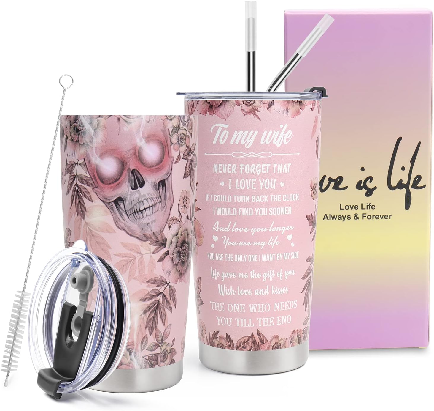 FIRSTXU Sister Gifts,  Birthday Gifts for Sister, Pink 20oz Stainless Steel Tumbler w/Lid for Women Gift Mugs-A Loves Gift