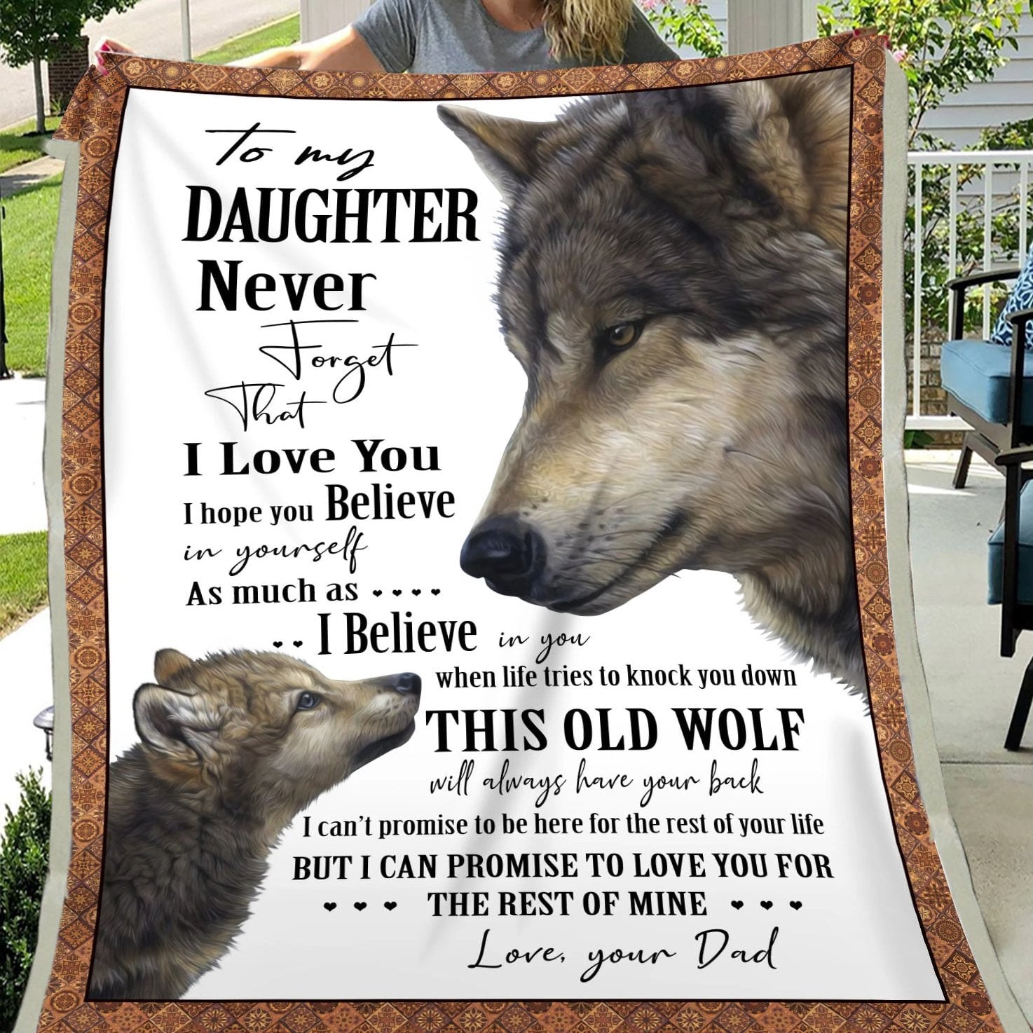 Dad To Daughter - I Always Have Your Back Wolf Blanket Gsge-A Loves Gift